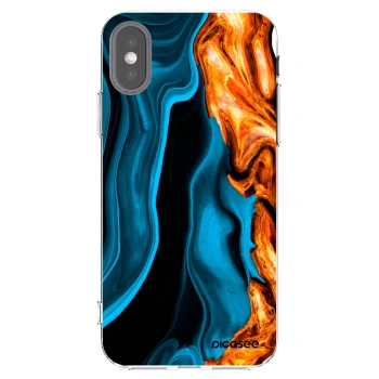 Picasee silikonowe przeźroczyste etui na Apple iPhone X/XS - Gold blue