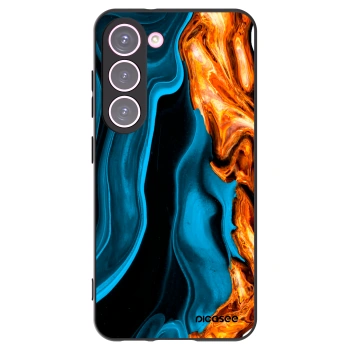 Picasee silikonowe czarne etui na Samsung Galaxy S23 5G - Gold blue