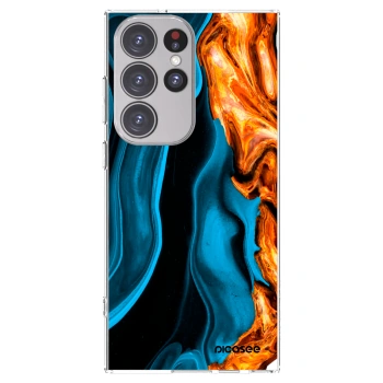 Picasee silikonowe przeźroczyste etui na Samsung Galaxy S23 Ultra 5G - Gold blue