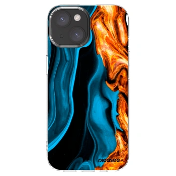 Picasee silikonowe przeźroczyste etui na Apple iPhone 15 - Gold blue