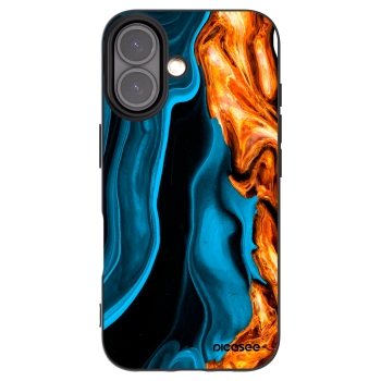 Picasee silikonowe czarne etui na Apple iPhone 16 - Gold blue