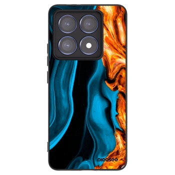 Picasee silikonowe czarne etui na Xiaomi 14T Pro - Gold blue