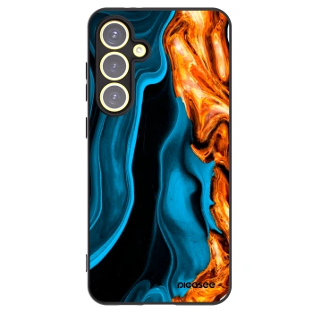 Picasee silikonowe czarne etui na Samsung Galaxy S24 FE S721B - Gold blue