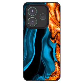 Picasee silikonowe czarne etui na Xiaomi Redmi Note 14 5G - Gold blue
