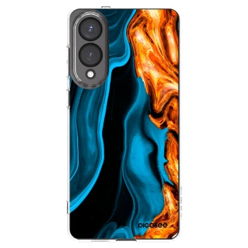 Picasee silikonowe przeźroczyste etui na Samsung Galaxy S25 Edge 5G - Gold blue