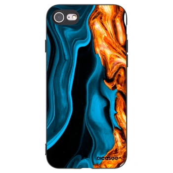 Picasee silikonowe czarne etui na Apple iPhone SE 2020 - Gold blue