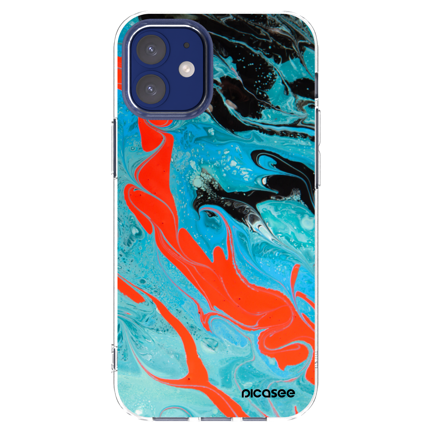 Picasee silikonowe przeźroczyste etui na Apple iPhone 12 mini - Blue Magma