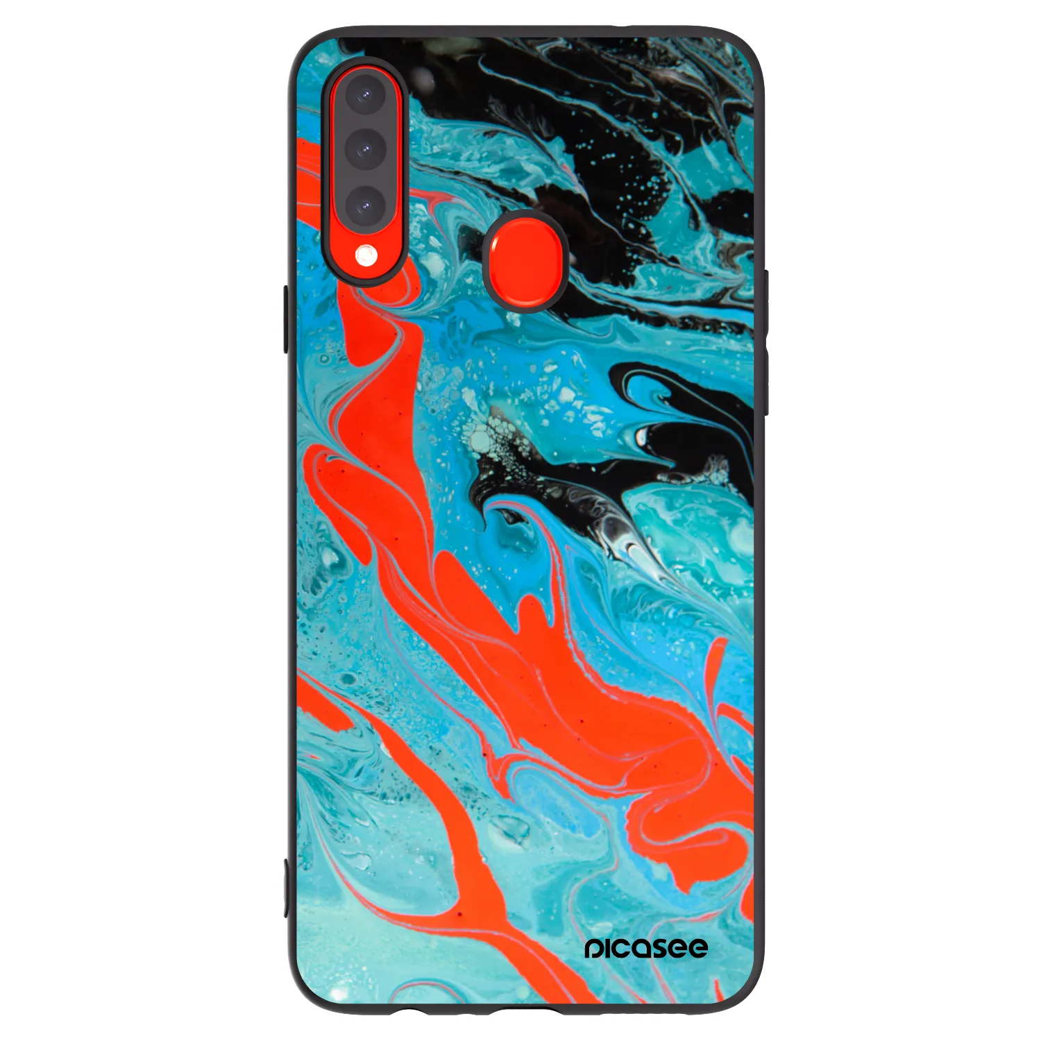 Picasee silikonowe czarne etui na Samsung Galaxy A20s - Blue Magma