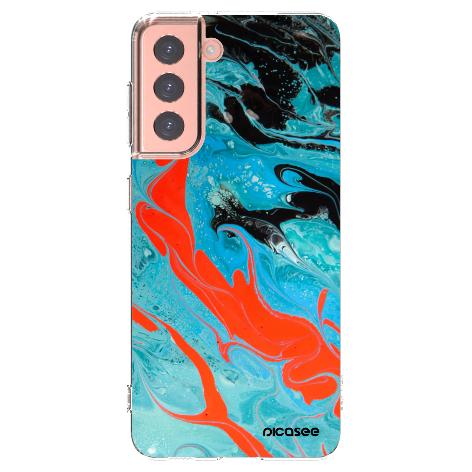 Picasee silikonowe przeźroczyste etui na Samsung Galaxy S21 5G G991B - Blue Magma