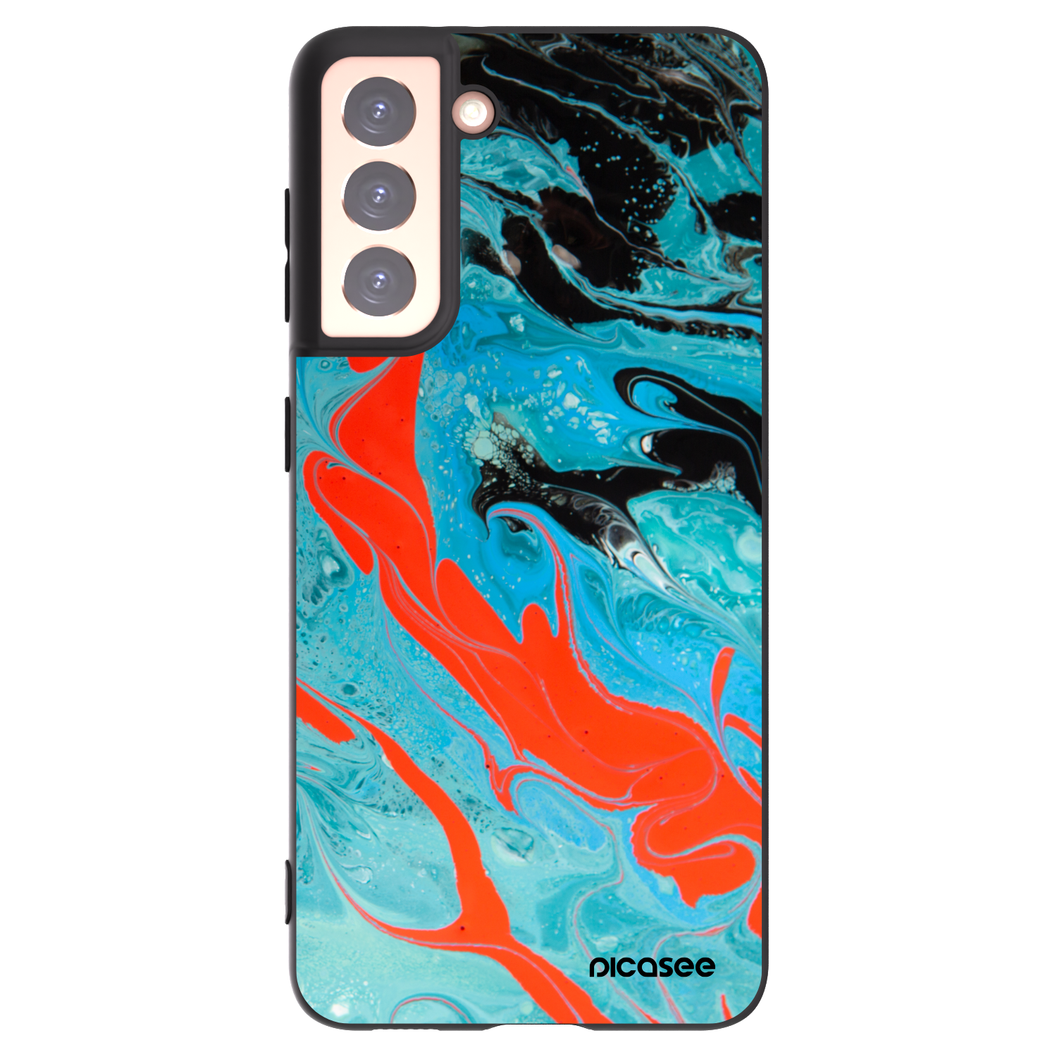 Picasee silikonowe czarne etui na Samsung Galaxy S21 5G G991B - Blue Magma