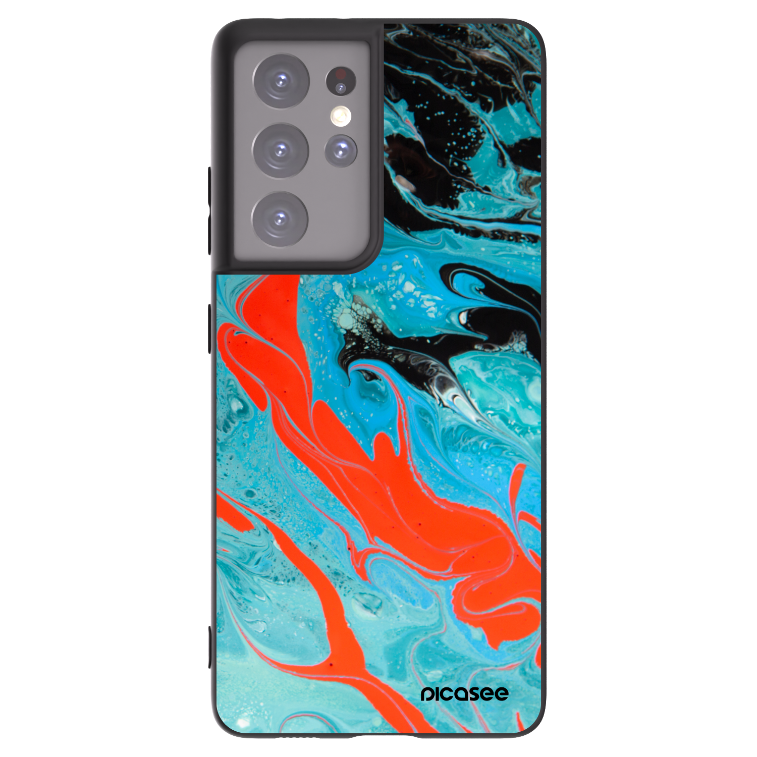 Picasee silikonowe czarne etui na Samsung Galaxy S21 Ultra 5G G998B - Blue Magma