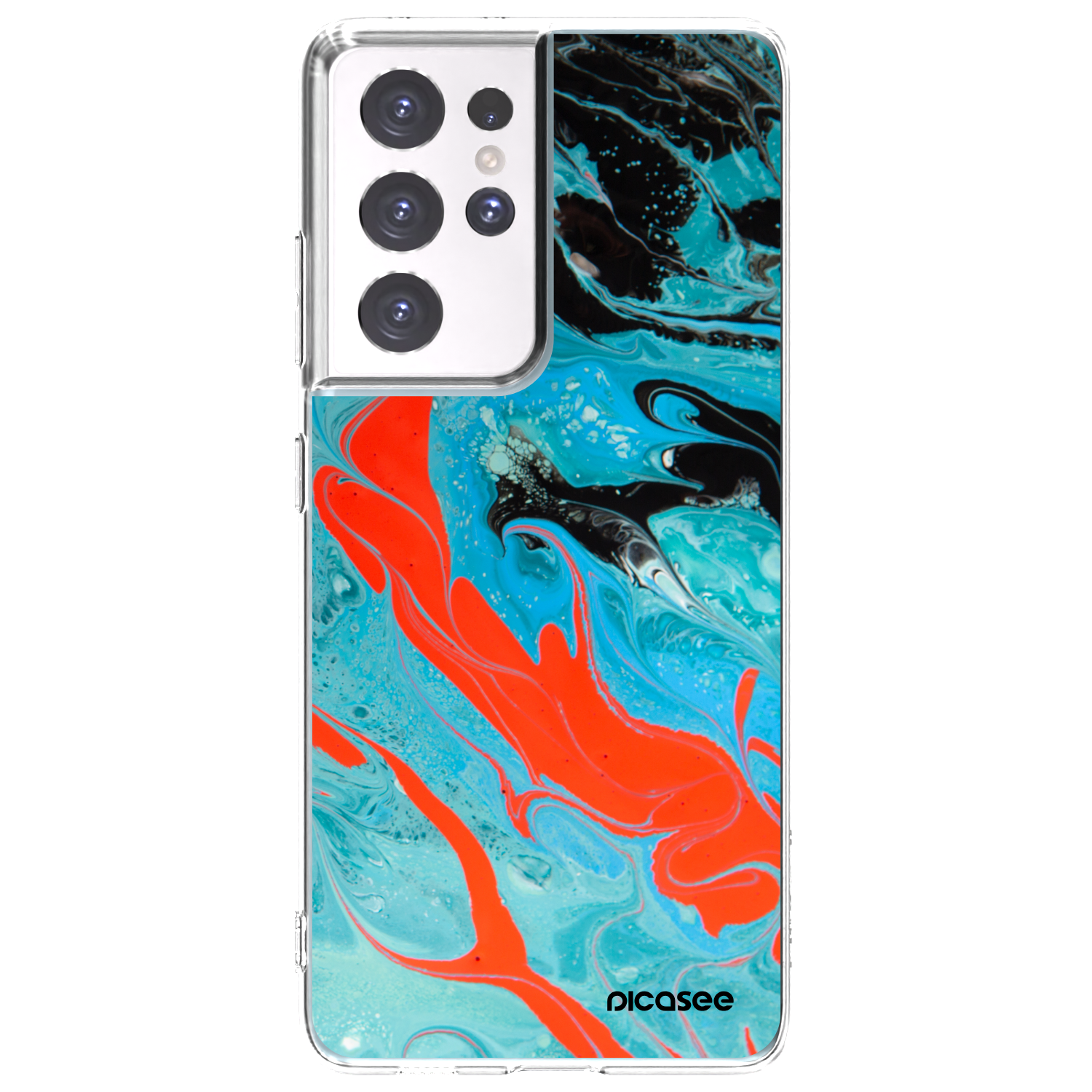 Picasee silikonowe przeźroczyste etui na Samsung Galaxy S21 Ultra 5G G998B - Blue Magma