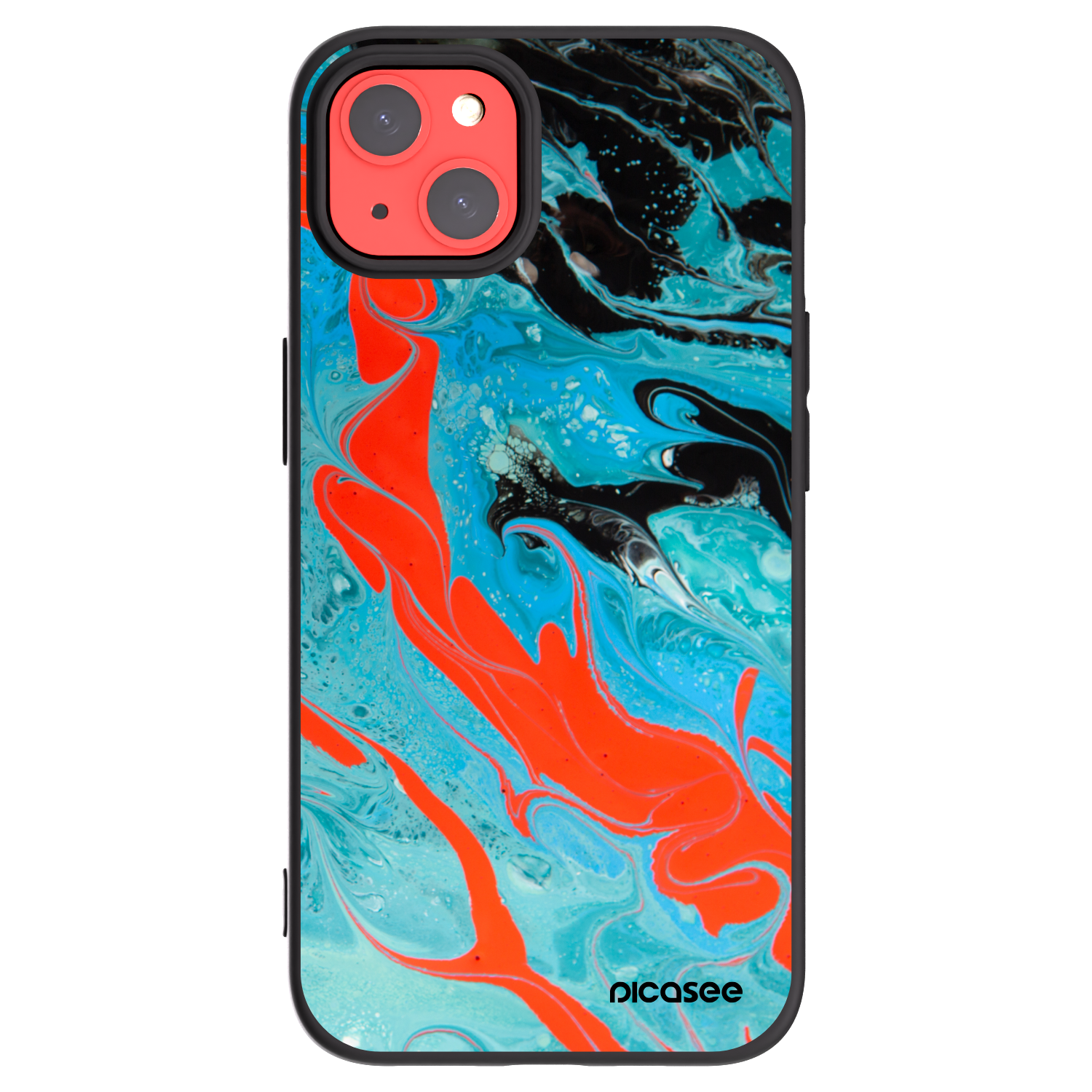 Picasee silikonowe czarne etui na Apple iPhone 13 - Blue Magma