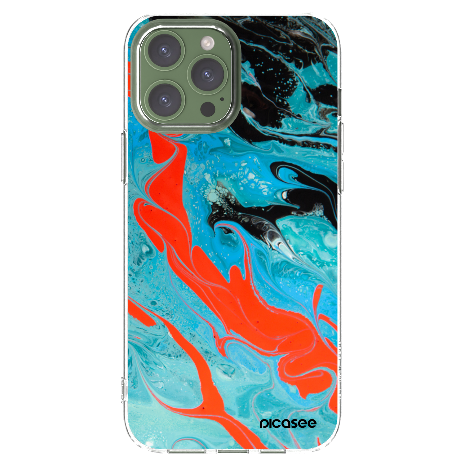 Picasee silikonowe przeźroczyste etui na Apple iPhone 13 Pro Max - Blue Magma