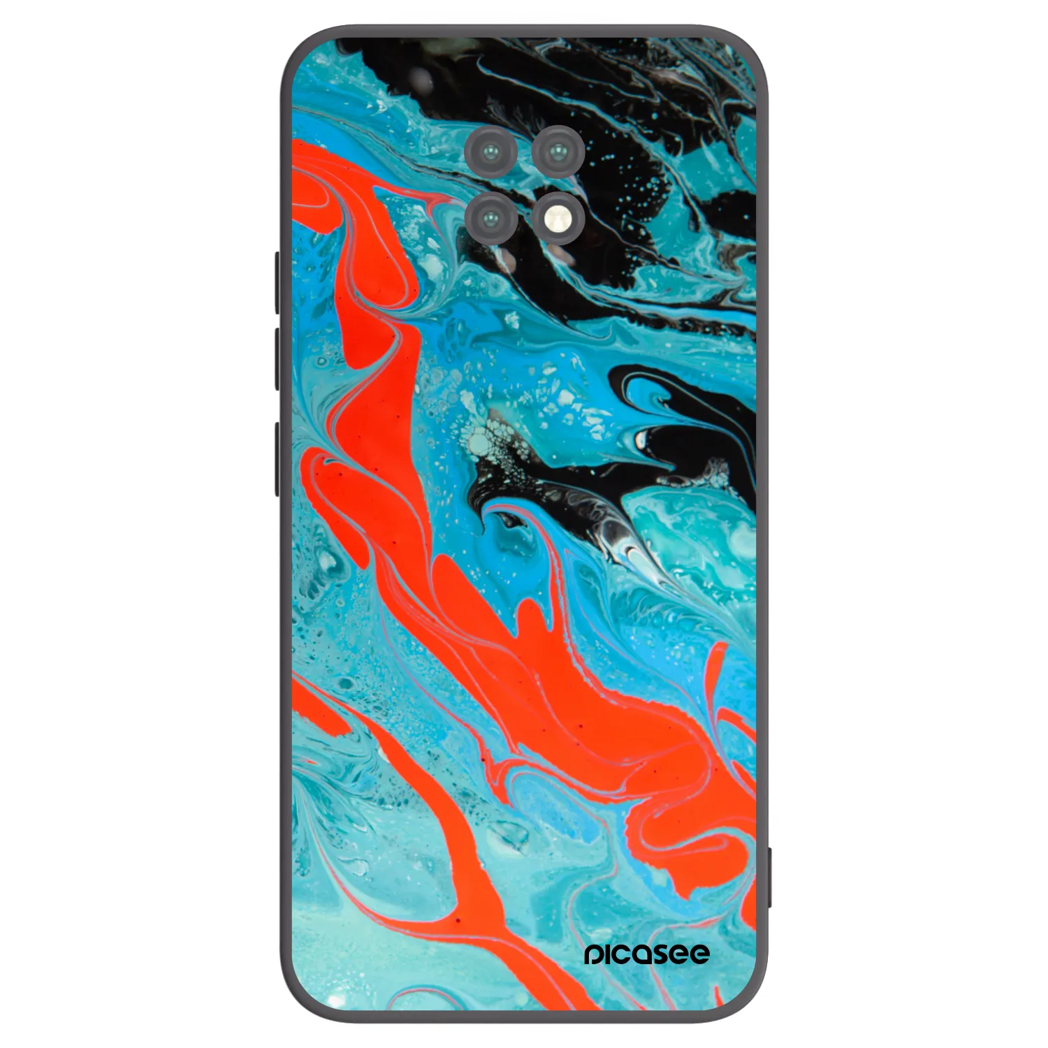 Picasee silikonowe czarne etui na Xiaomi Redmi Note 9T - Blue Magma