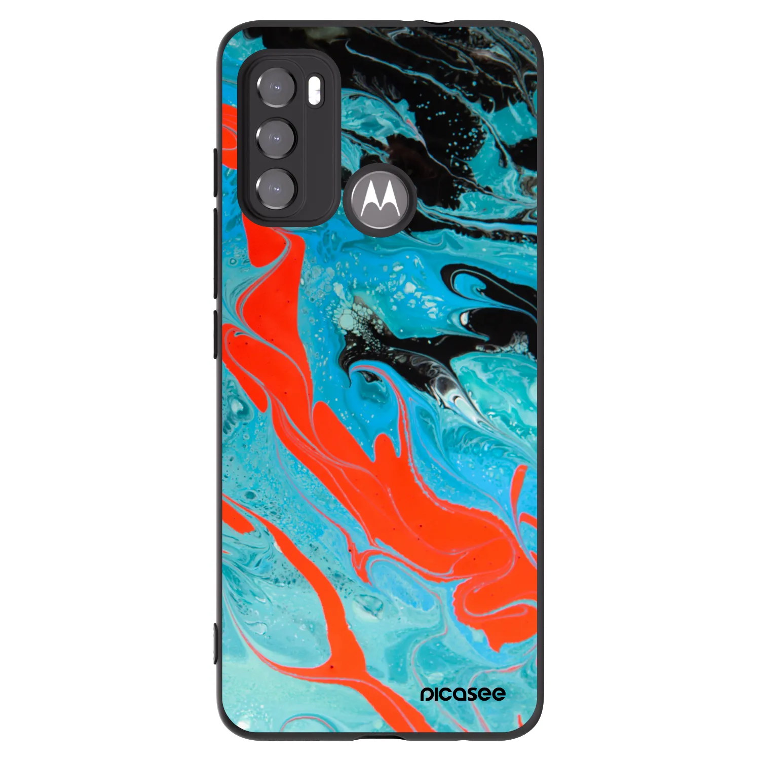 Picasee silikonowe czarne etui na Motorola Moto G60 - Blue Magma
