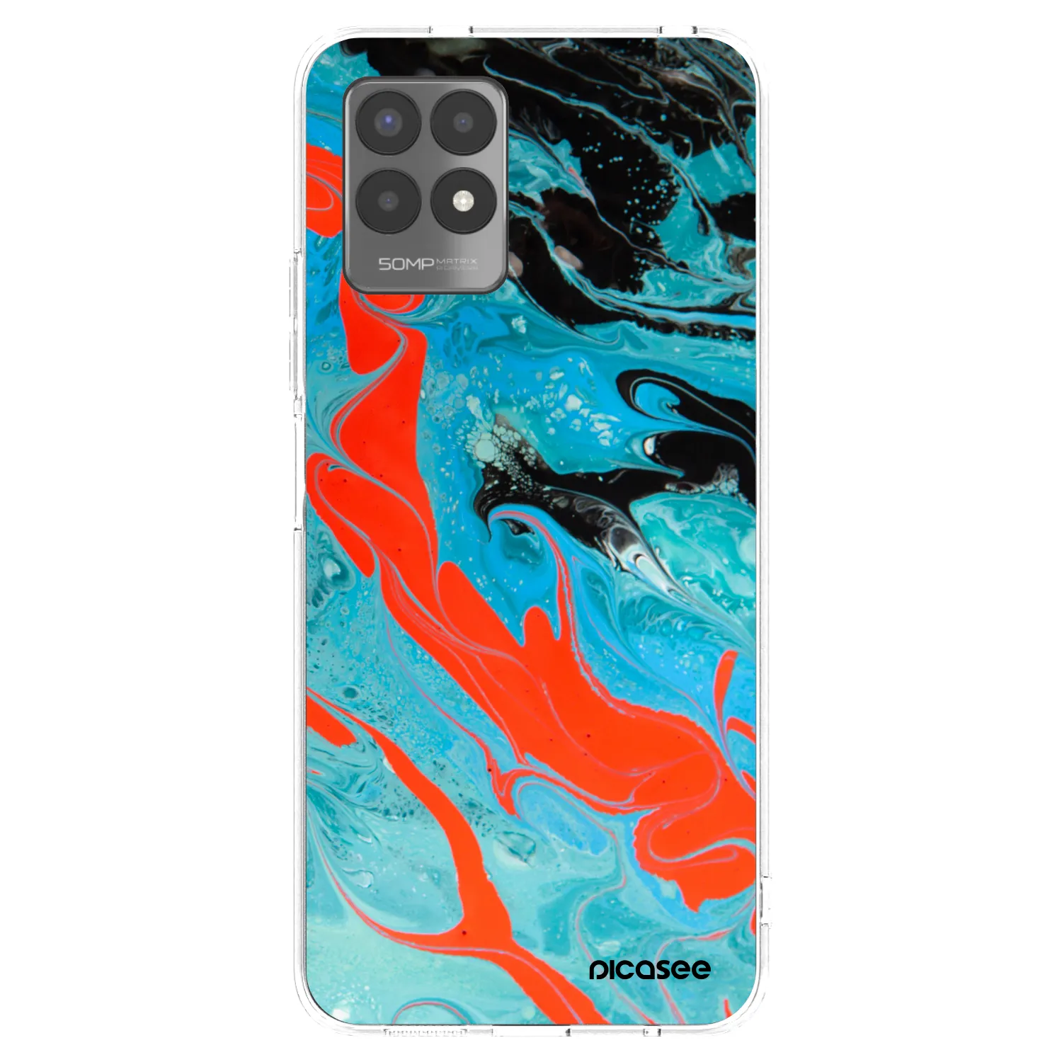 Picasee silikonowe przeźroczyste etui na Realme 8i - Blue Magma