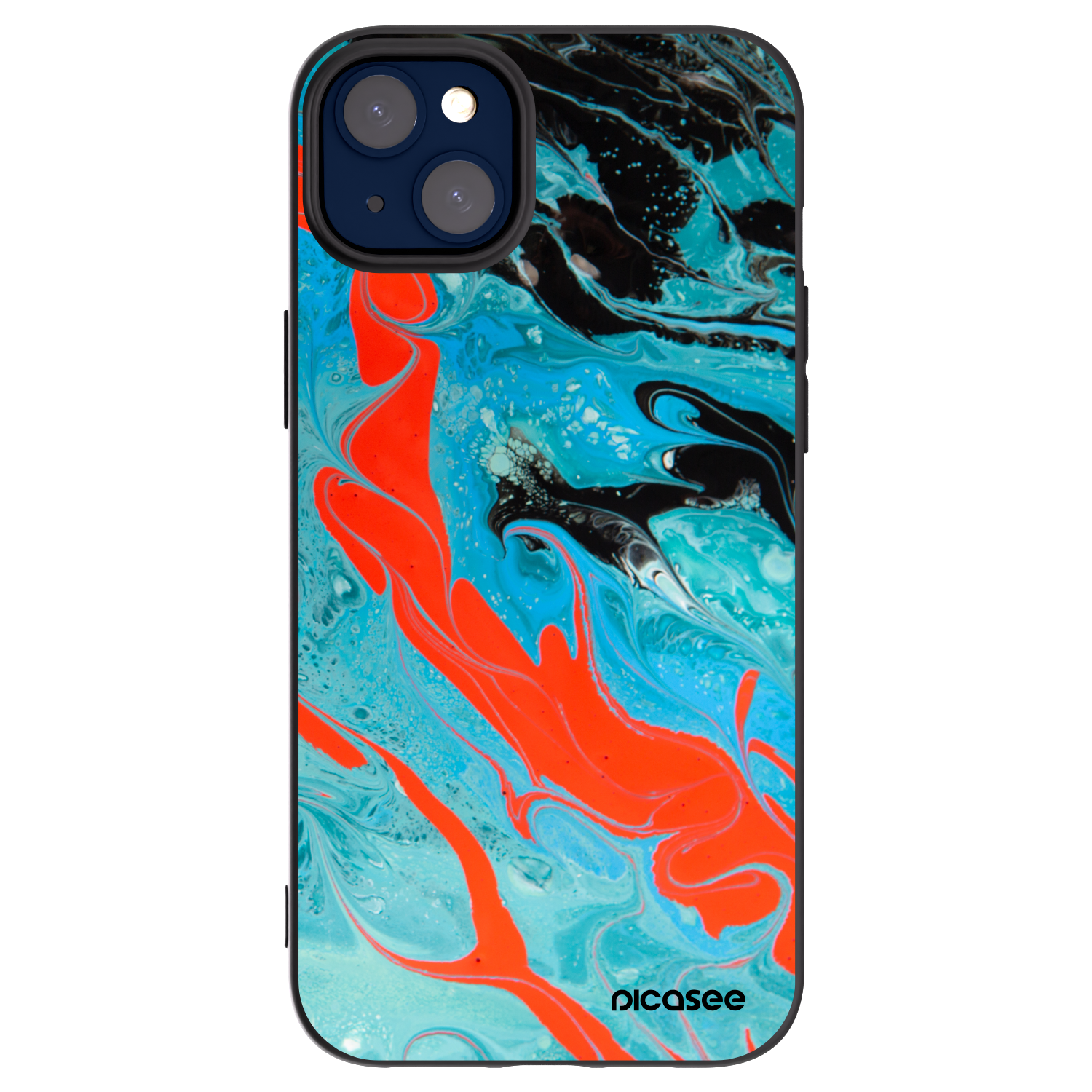 Picasee silikonowe czarne etui na Apple iPhone 14 Plus - Blue Magma