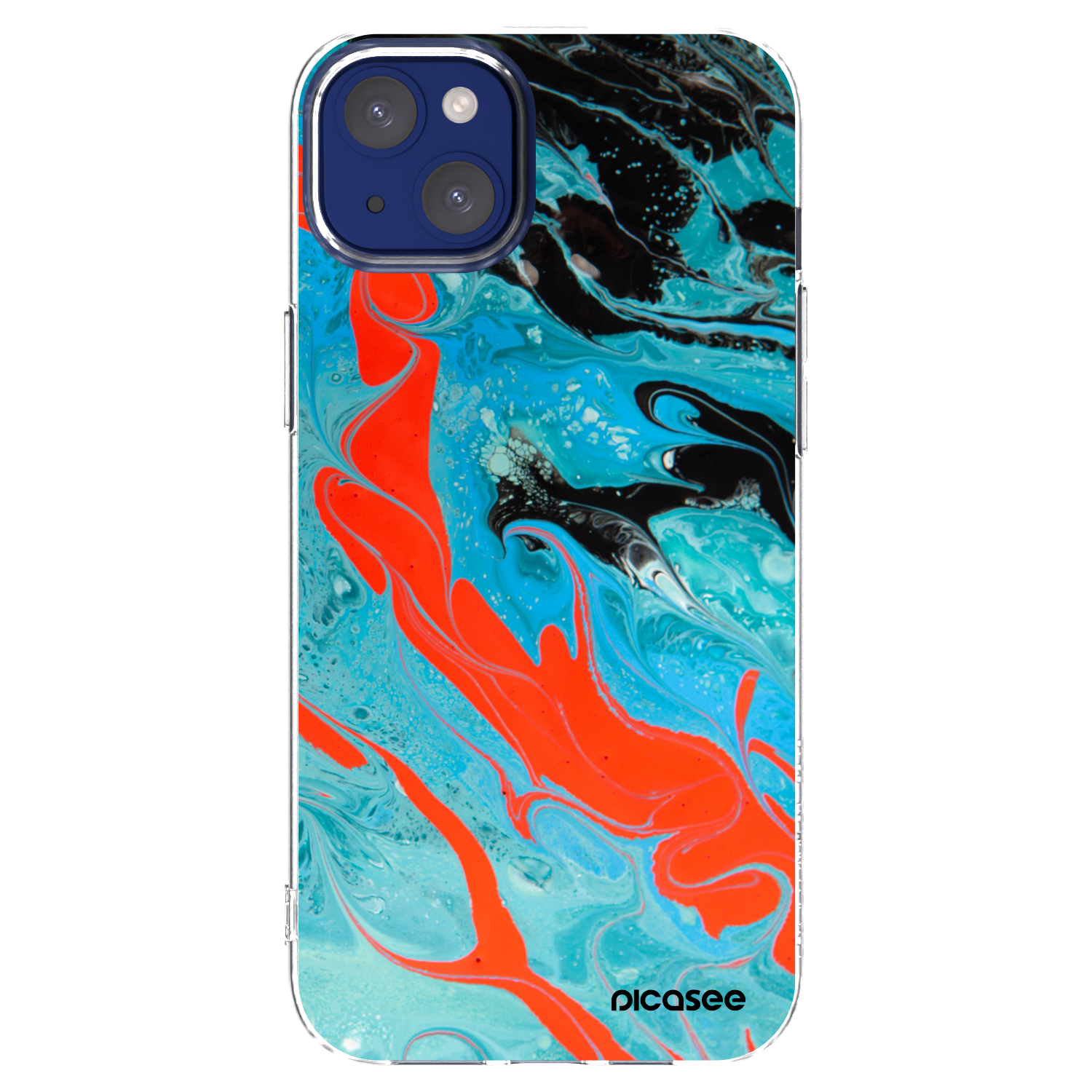 Picasee silikonowe przeźroczyste etui na Apple iPhone 14 Plus - Blue Magma