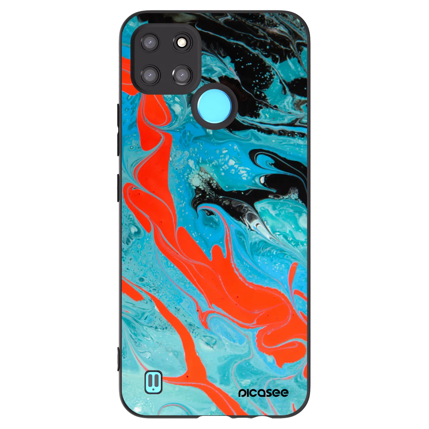 Picasee silikonowe czarne etui na Realme C21Y - Blue Magma