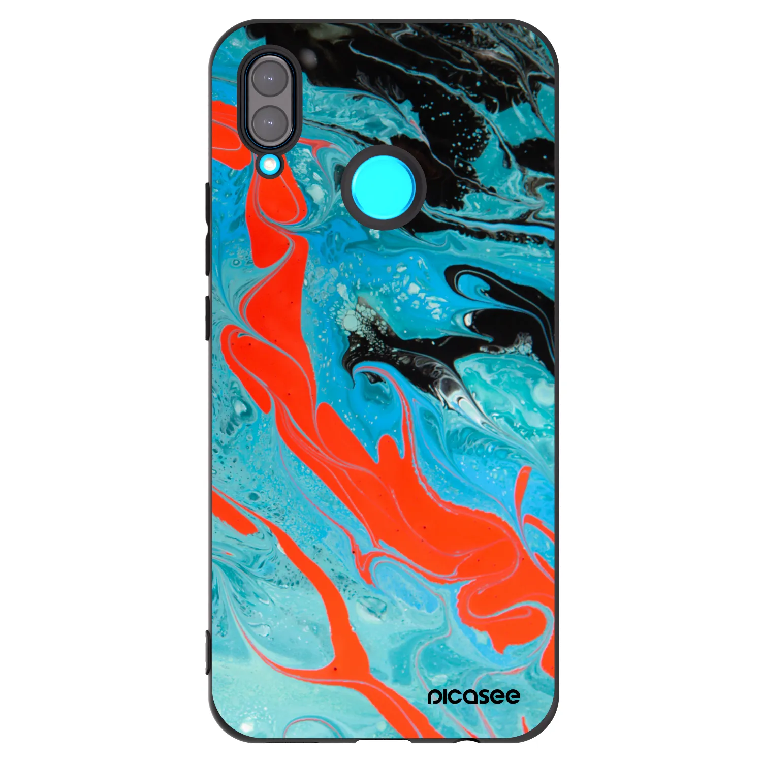 Picasee silikonowe czarne etui na Huawei Nova 3i - Blue Magma