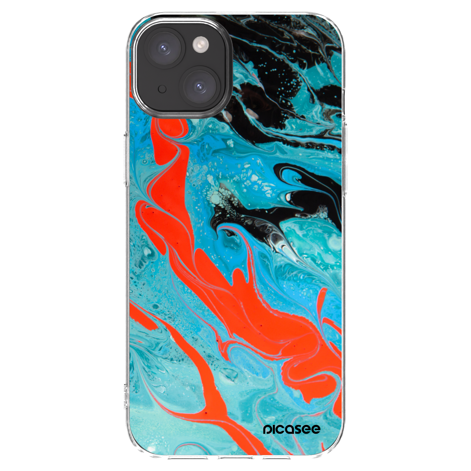 Picasee silikonowe przeźroczyste etui na Apple iPhone 15 Plus - Blue Magma
