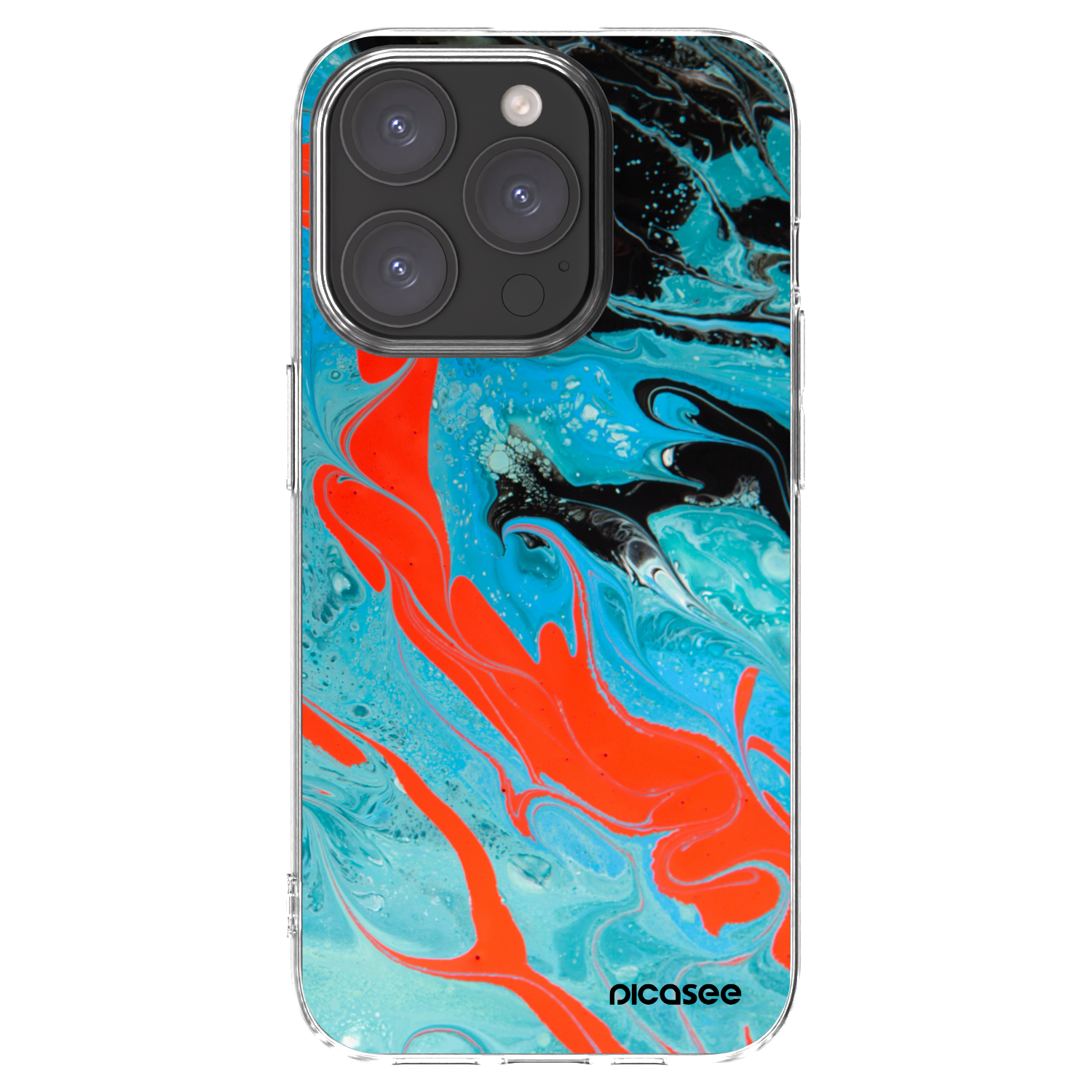 Picasee silikonowe przeźroczyste etui na Apple iPhone 15 Pro - Blue Magma