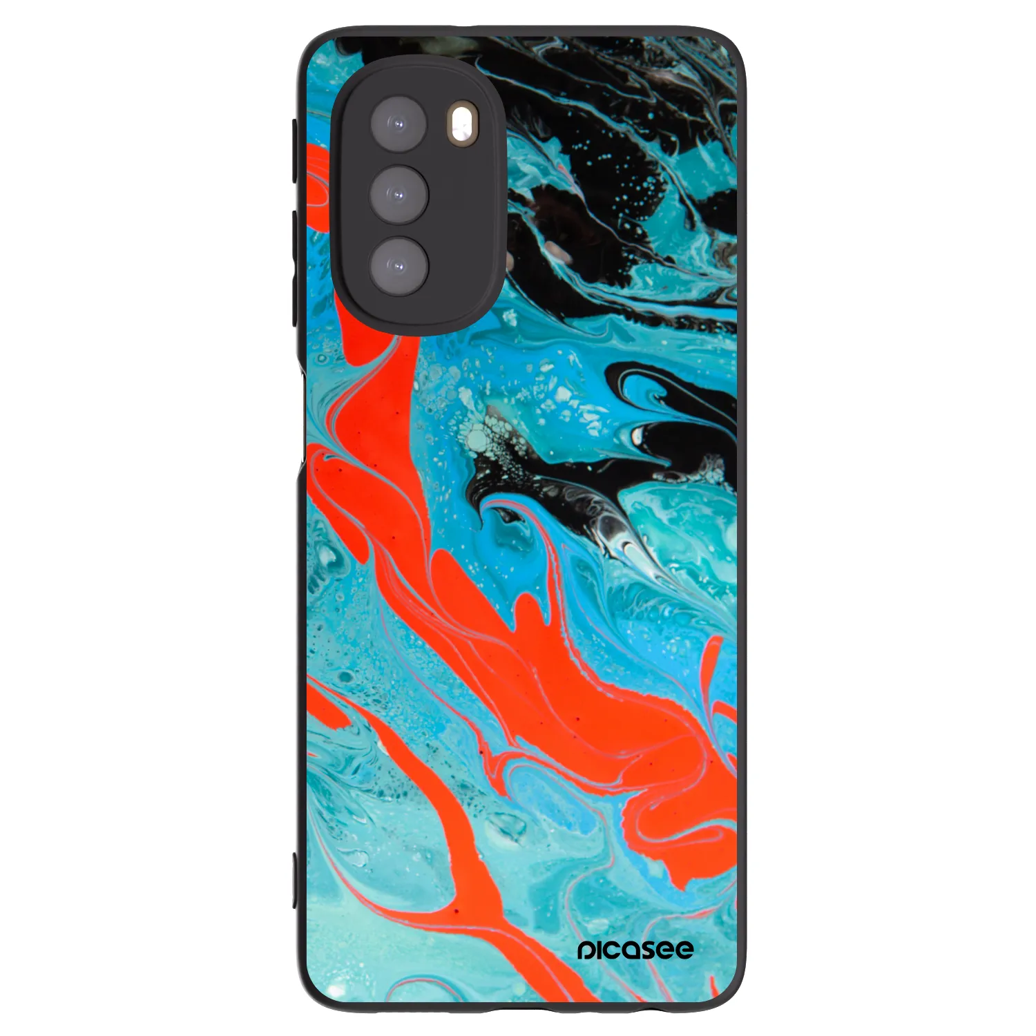 Picasee silikonowe czarne etui na Motorola Moto G51 - Blue Magma