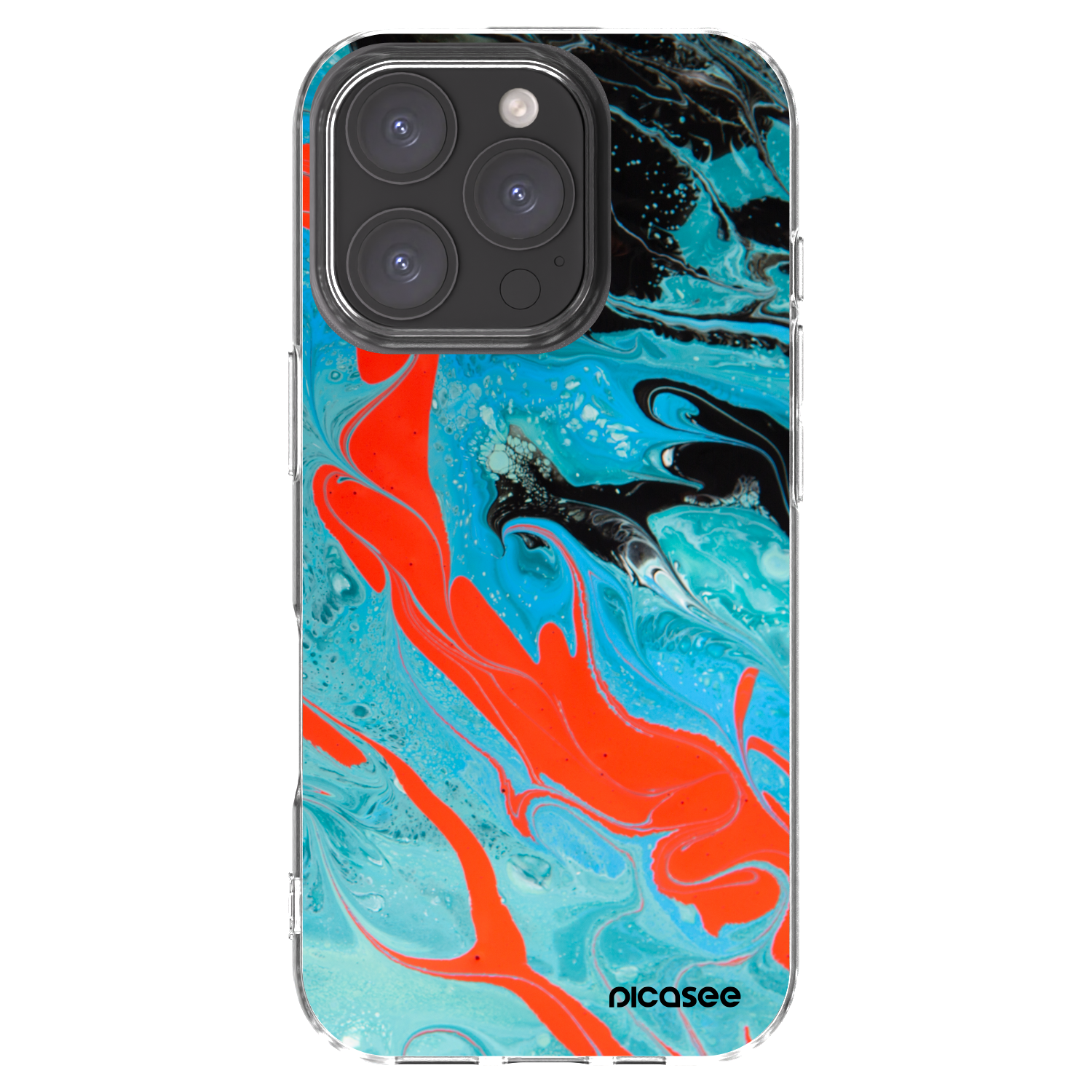 Picasee silikonowe przeźroczyste etui na Apple iPhone 16 Pro - Blue Magma