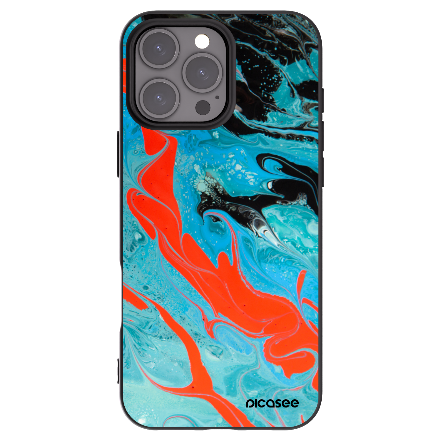 Picasee silikonowe czarne etui na Apple iPhone 16 Pro Max - Blue Magma
