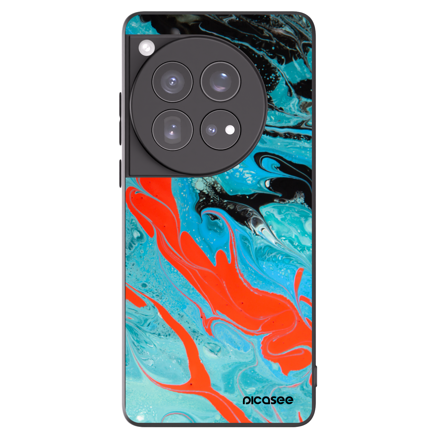 Picasee silikonowe czarne etui na OnePlus 12 5G - Blue Magma