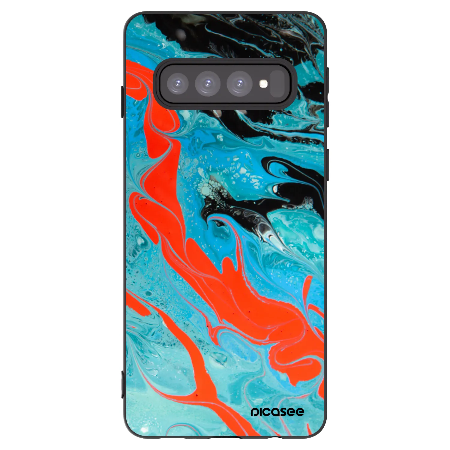 Picasee silikonowe czarne etui na Samsung Galaxy S10 G973 - Blue Magma
