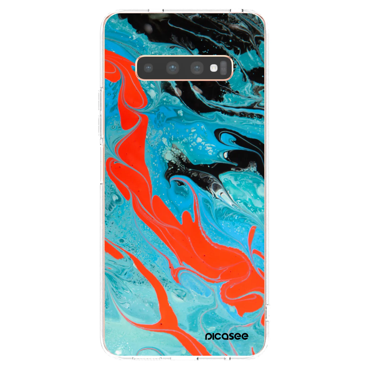 Picasee silikonowe przeźroczyste etui na Samsung Galaxy S10 Plus G975 - Blue Magma
