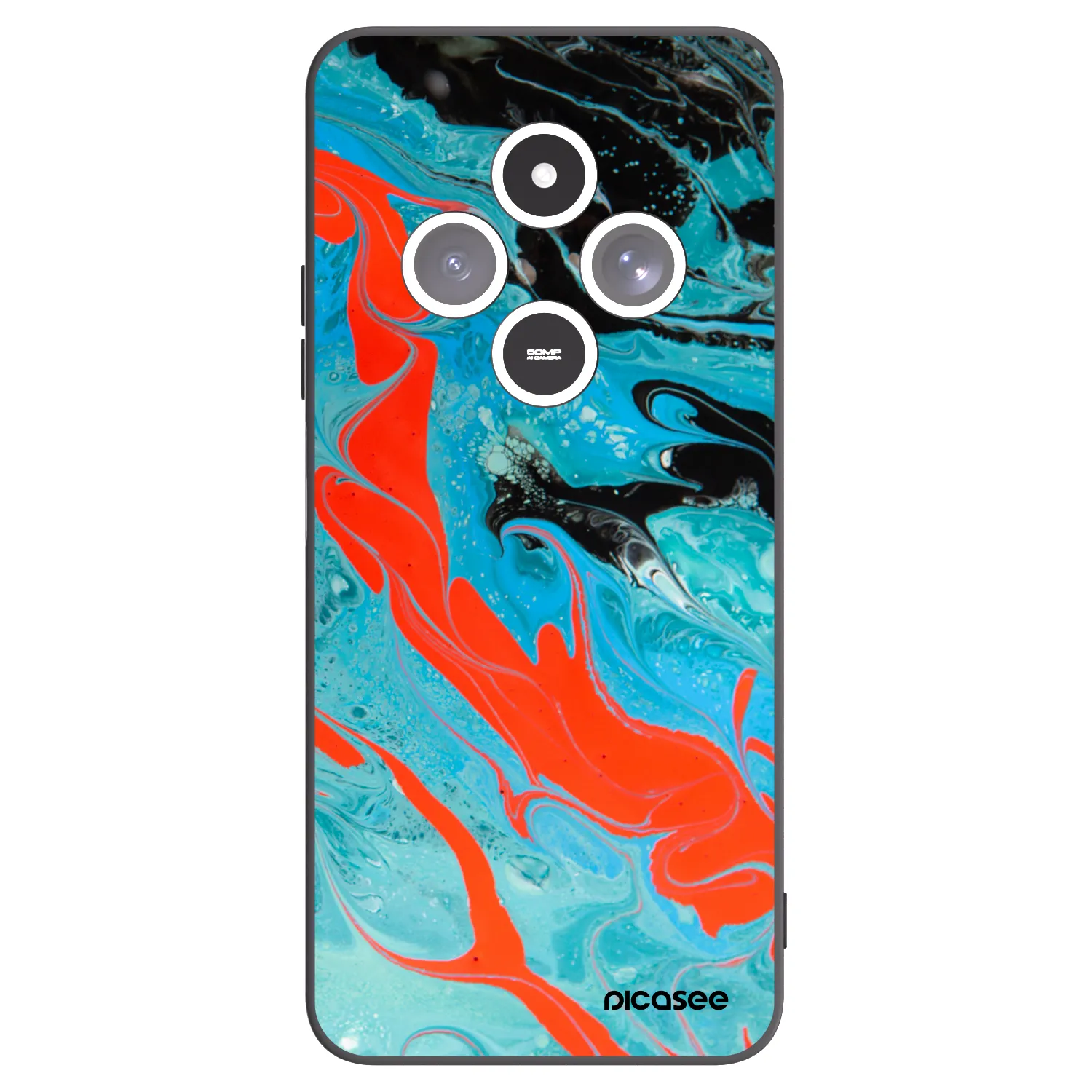 Picasee silikonowe czarne etui na Xiaomi Redmi 14C - Blue Magma