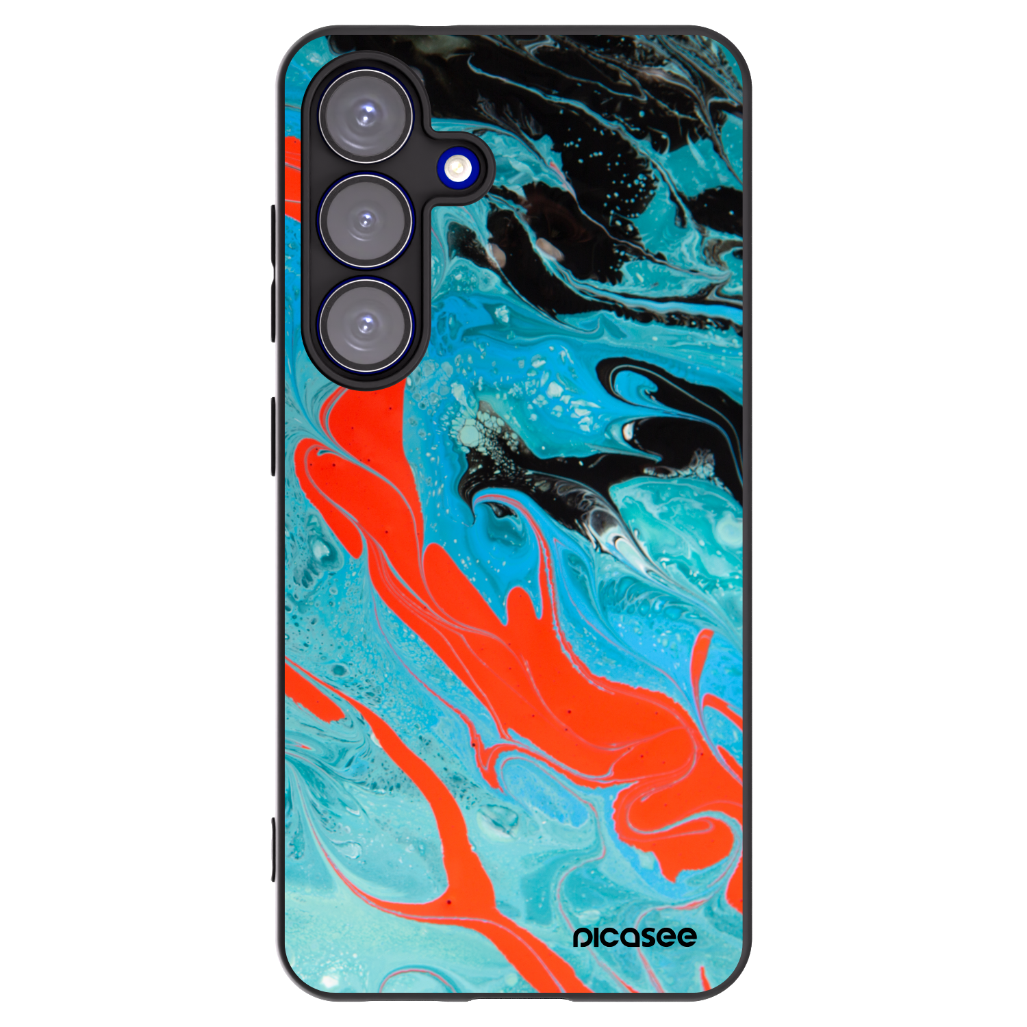 Picasee silikonowe czarne etui na Samsung Galaxy S25 5G - Blue Magma
