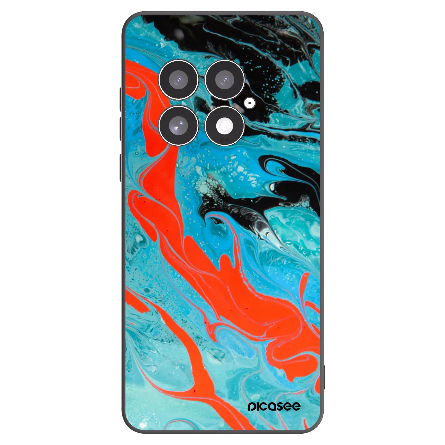 Picasee silikonowe czarne etui na OnePlus 13 5G - Blue Magma