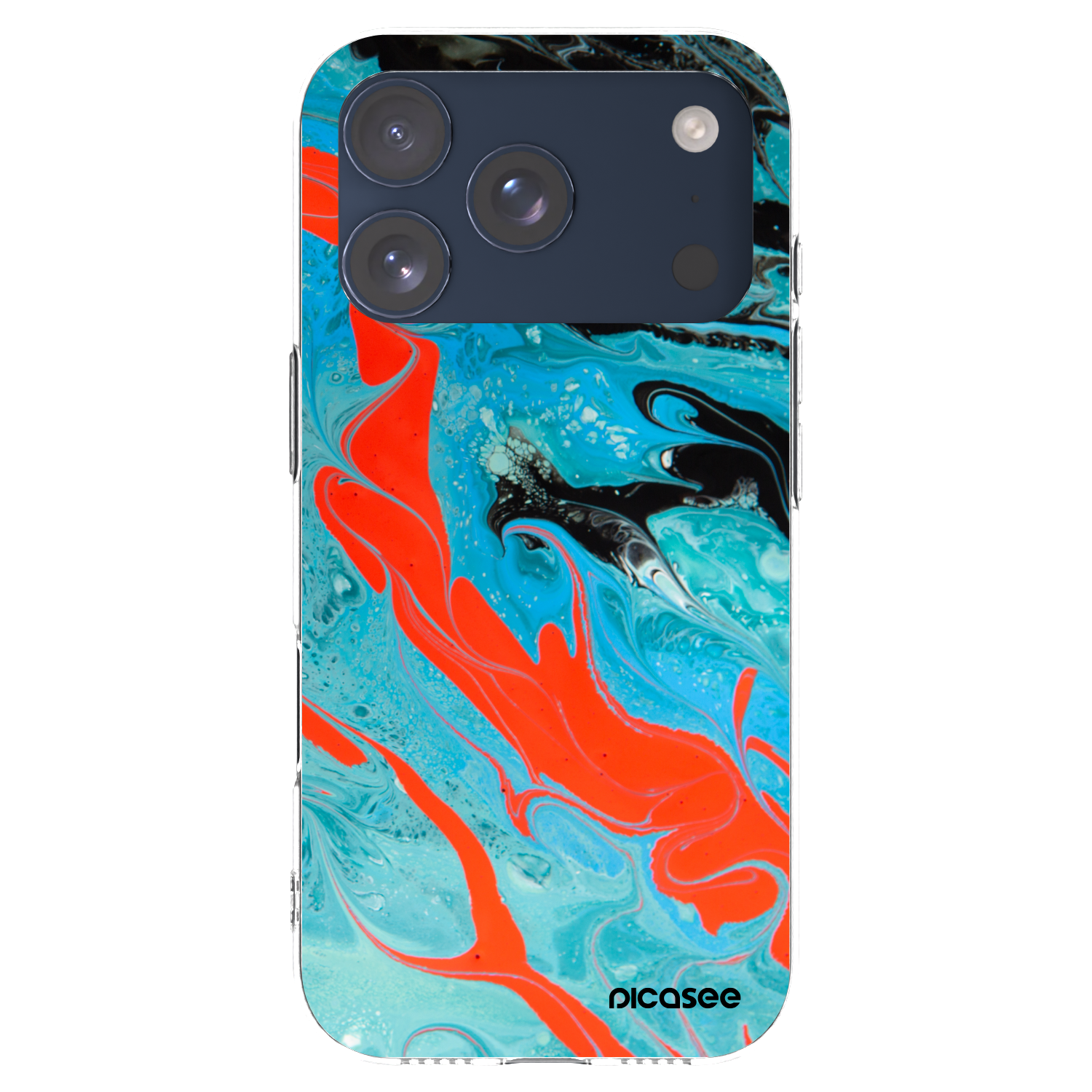 Picasee silikonowe przeźroczyste etui na Apple iPhone 17 Pro - Blue Magma