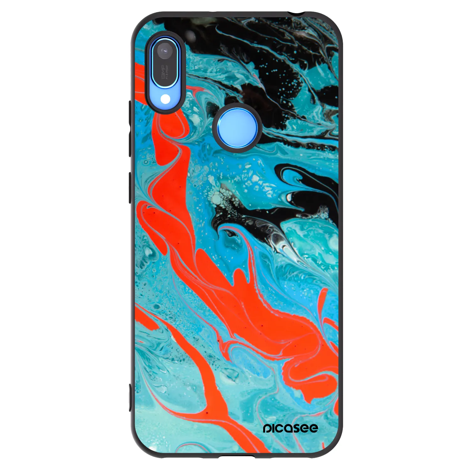 Picasee silikonowe czarne etui na Huawei Y6 2019 - Blue Magma