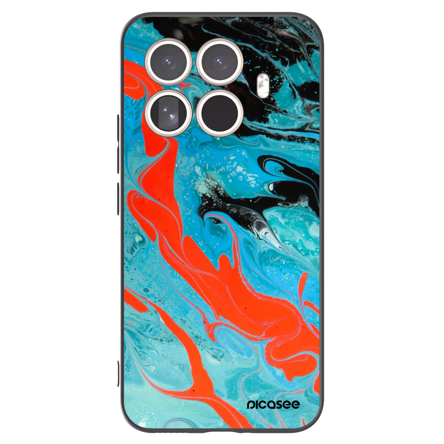 Picasee silikonowe czarne etui na Xiaomi 15T Pro - Blue Magma