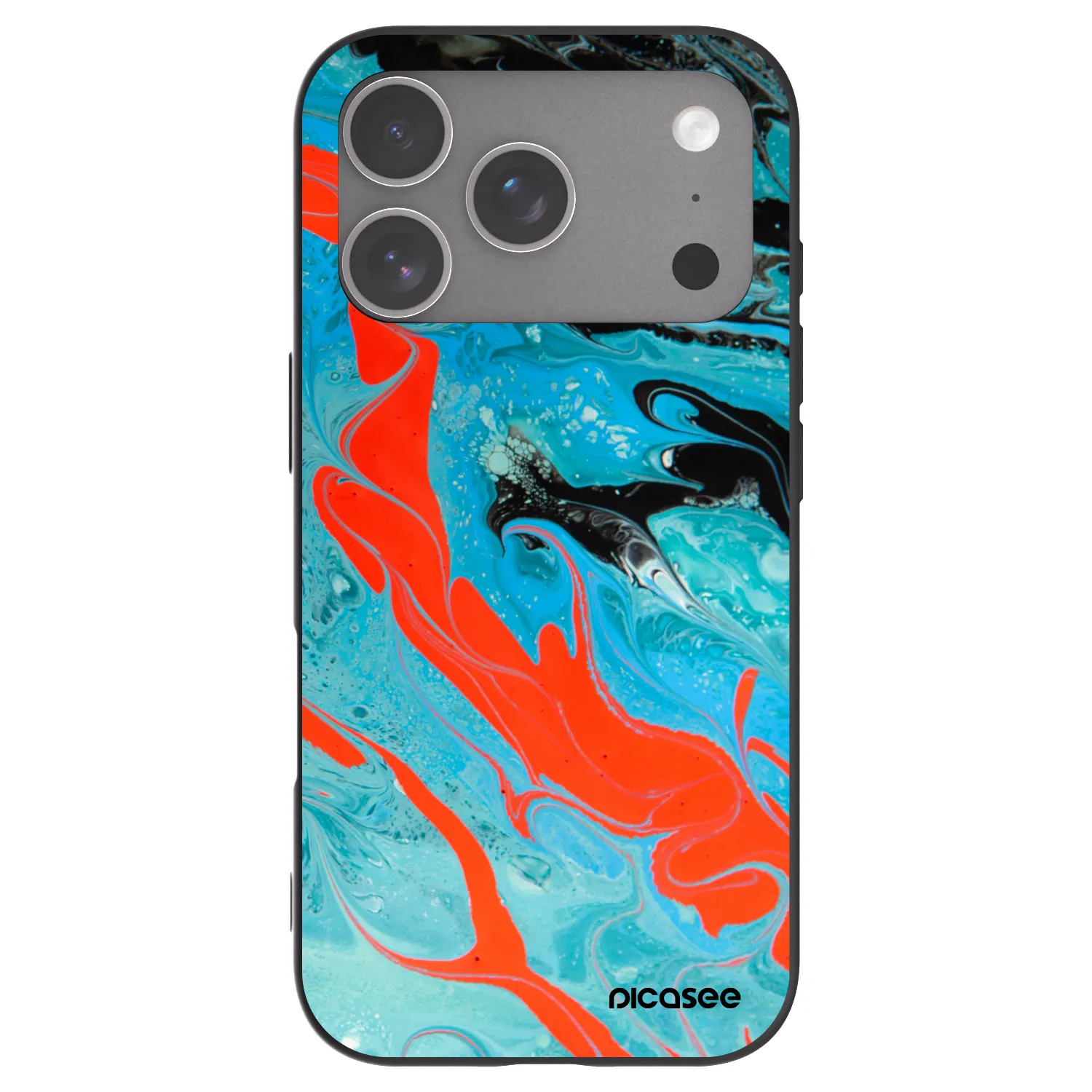 Picasee silikonowe czarne etui na Apple iPhone 18 Pro - Blue Magma