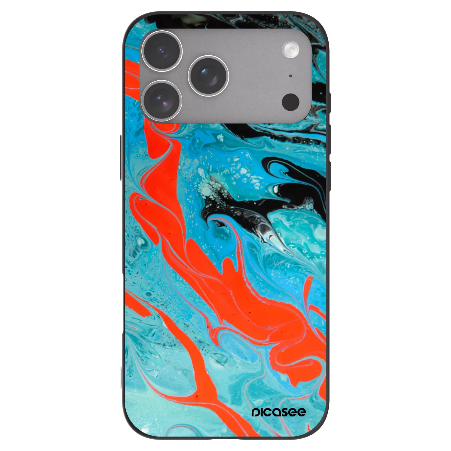 Picasee silikonowe czarne etui na Apple iPhone 18 Pro Max - Blue Magma