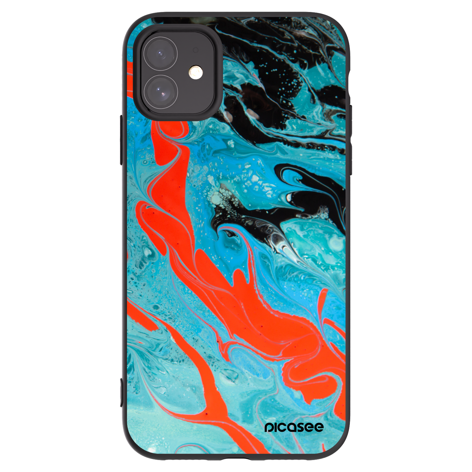 Picasee silikonowe czarne etui na Apple iPhone 11 - Blue Magma