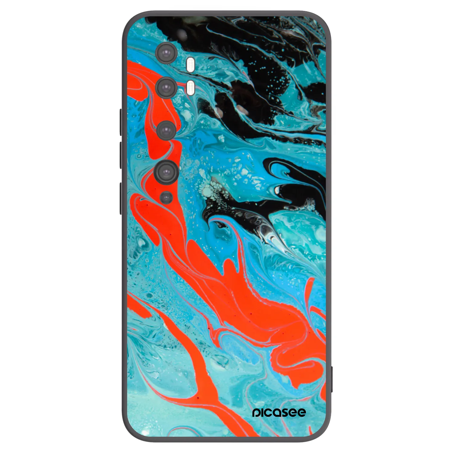 Picasee silikonowe czarne etui na Xiaomi Mi Note 10 (Pro) - Blue Magma