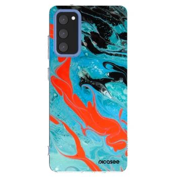 Picasee silikonowe przeźroczyste etui na Samsung Galaxy S20 FE - Blue Magma