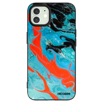 Picasee silikonowe czarne etui na Apple iPhone 12 - Blue Magma