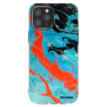 Picasee silikonowe przeźroczyste etui na Apple iPhone 12 Pro Max - Blue Magma