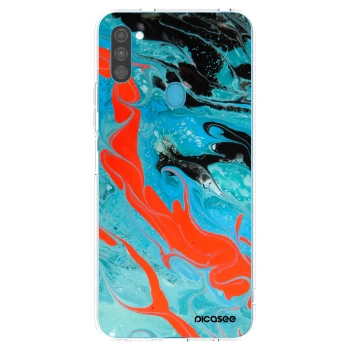Picasee silikonowe przeźroczyste etui na Samsung Galaxy M11 - Blue Magma