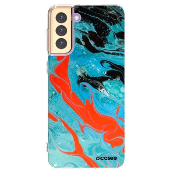 Picasee silikonowe przeźroczyste etui na Samsung Galaxy S21+ 5G G996F - Blue Magma