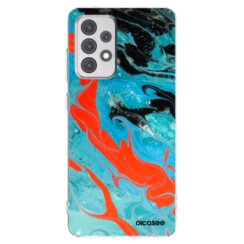 Picasee silikonowe przeźroczyste etui na Samsung Galaxy A52 5G A525F - Blue Magma