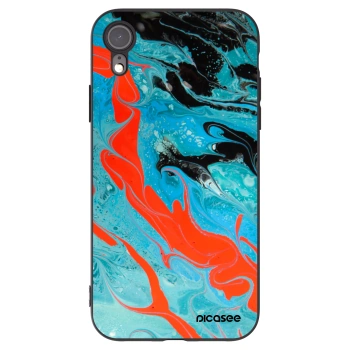 Picasee silikonowe czarne etui na Apple iPhone XR - Blue Magma